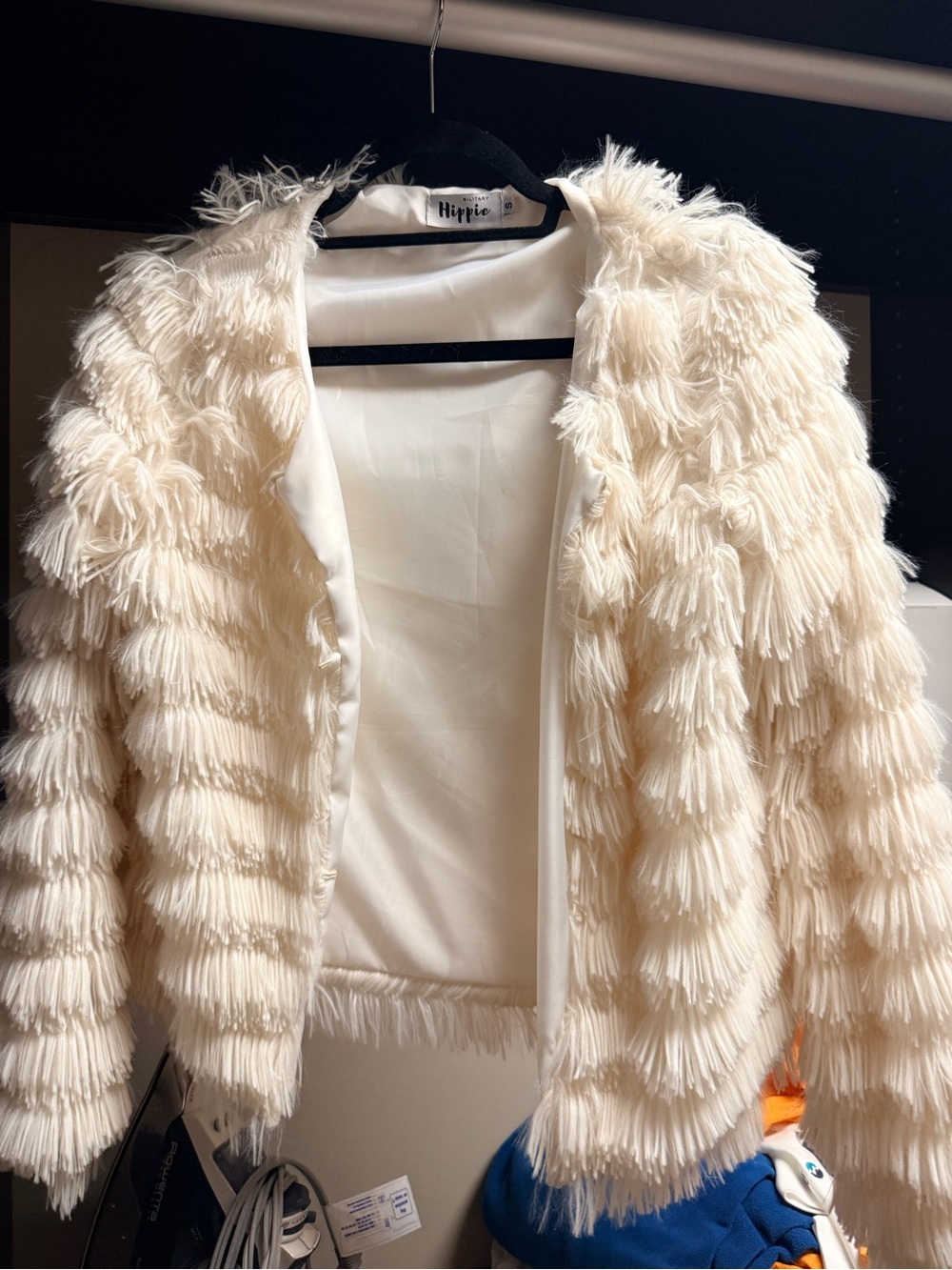 Cream Fringe Textured Jacket